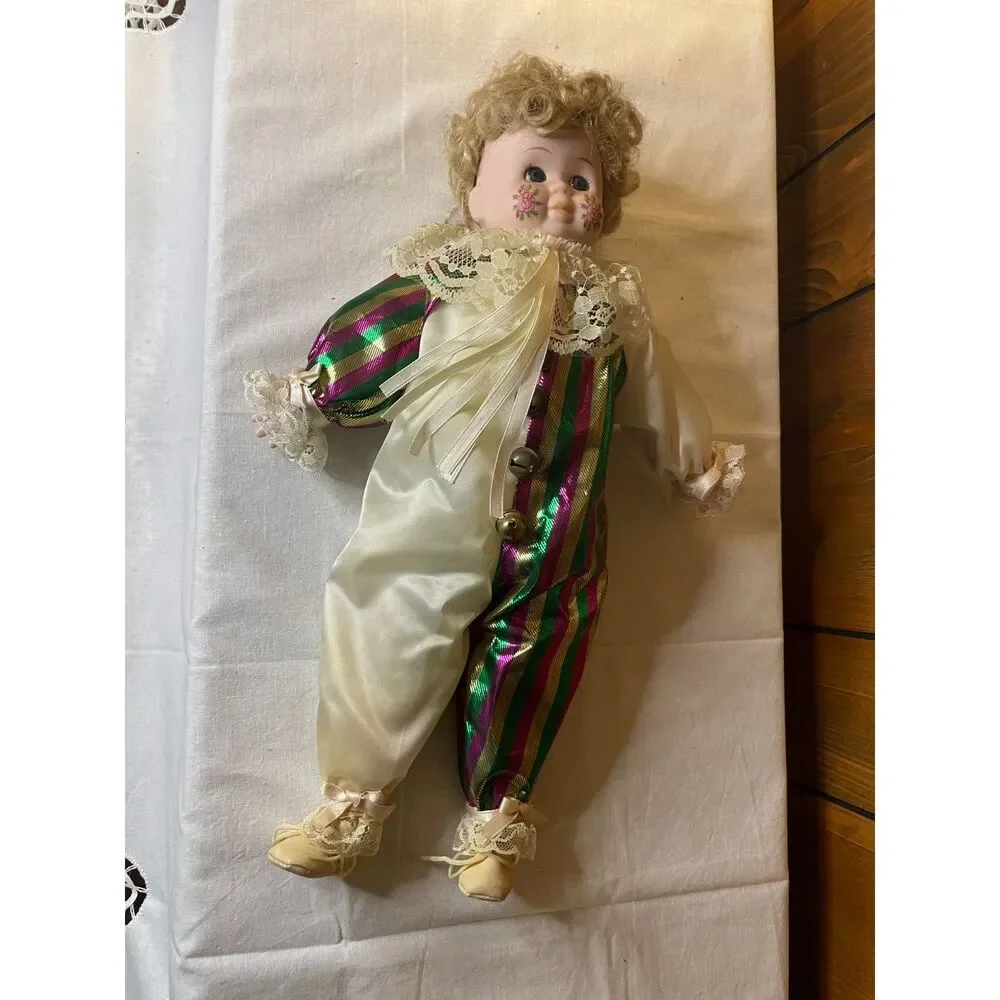 Porcelain Pierrot / Harlequin clown doll